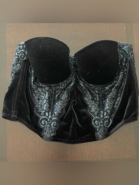 Victoria's Secret Black Velvet Lace Bustier